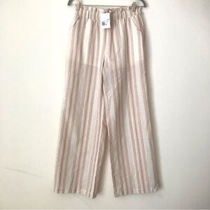 NWT Forever 21 Beige & White Striped Wide-Leg Pants - Size M